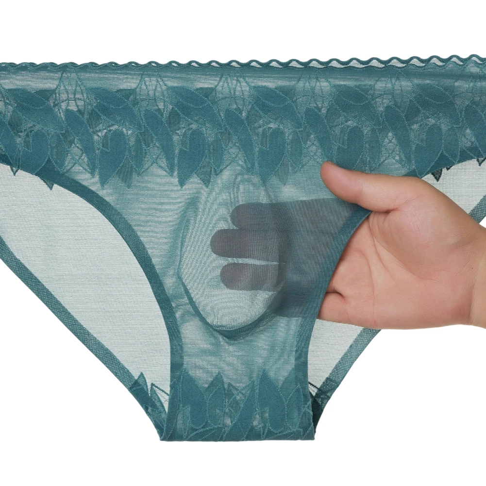Men Smooth Seamless Briefs Lace High Elastic Low Rise Sissy Underwear Convex Triangle Pants Underwear Underpants