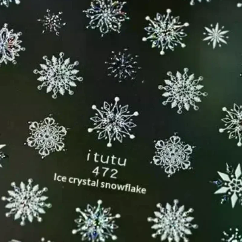 جميلة ندفة الثلج القوس كريستال الكرة مسمار الفن ملصق النقش ذاتية اللصق مسمار ملصق السنة الجديدة عيد الميلاد مانيكير الشارات هدية #2