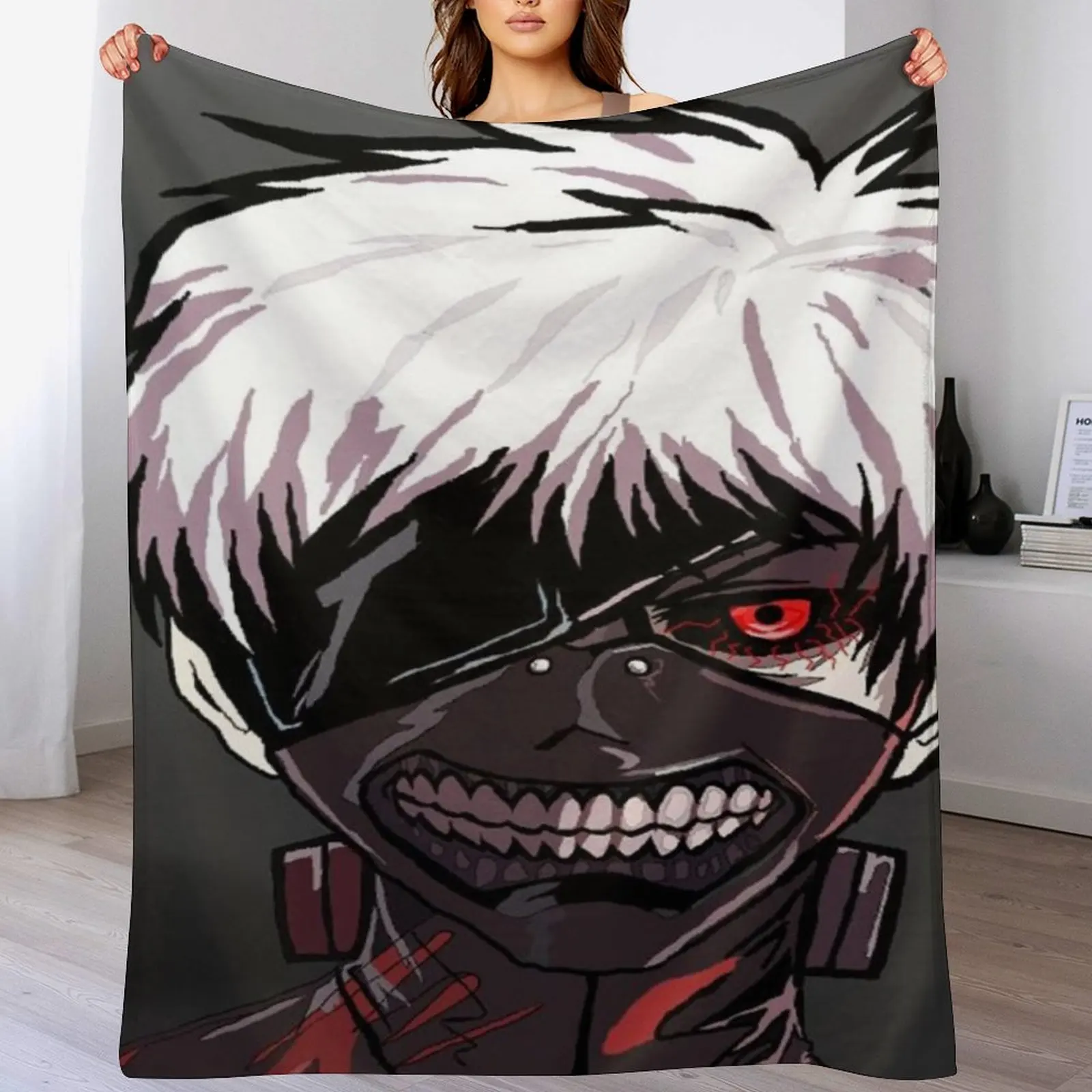 Ken Kaneki Digital Throw Blanket halloween Flannel Fabric Travel For Decorative Sofa Blankets