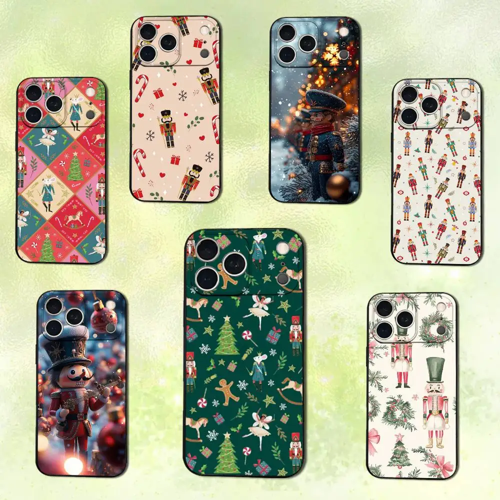 

Christmas Art Nutcracker Phone Case For iPhone 14,13,17,12,11,16,15,Plus,Pro Max,XS,X,XR,SE,Mini,Soft Silicone Black Cover