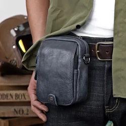 Simple Genuine Leather Male Waist Pack Phone Pouch Bags Large Capacity Waist Bag Men's Small Chest Shoulder Belt Bag For Work