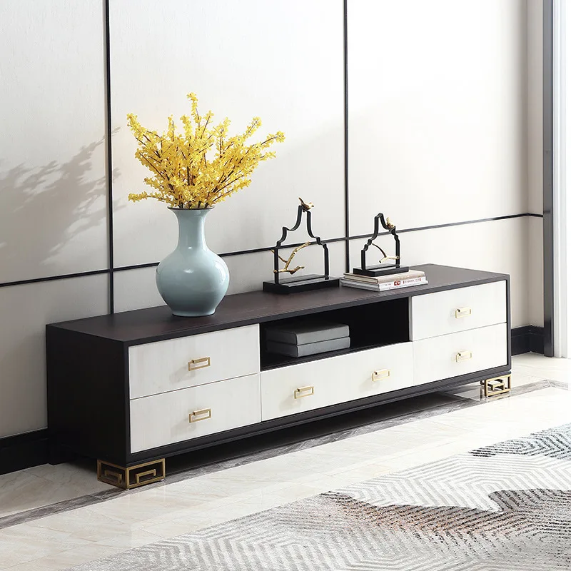 Chinese solid wood TV cabinet light luxury modern living room furniture multi-functional storage floor cabinet storage cabinet