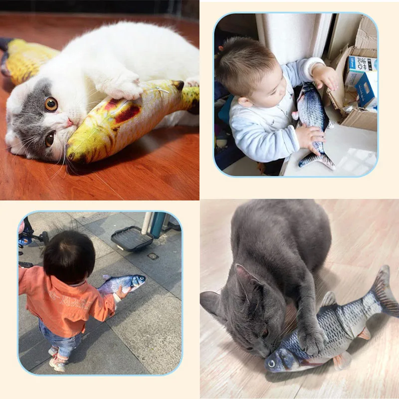 ألعاب القطط الأسماك الكهربائية مع شحن USB المدمج في بطارية ليثيوم محاكاة واقعية الحيوانات الأليفة المولي ألعاب تفاعلية مستلزمات الحيوانات الأليفة #3