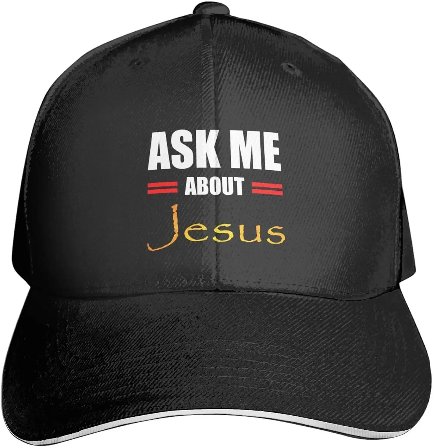 Ask Me About Jasos Premium Adjustable Baseball Cap for Men and Women - Outdoor Sports, Sun Protection Black