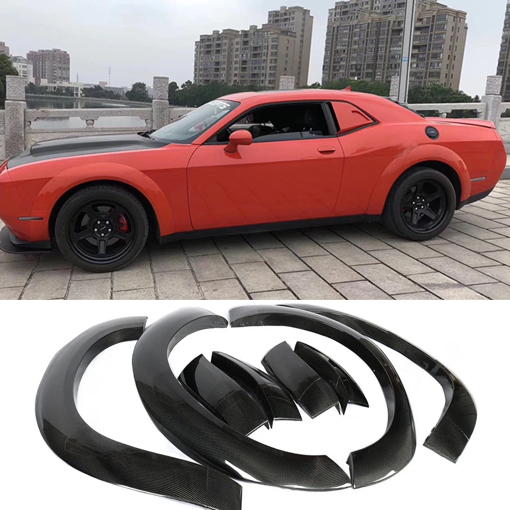 Wheel Arches For Dodge Challenger GT TA 2017 2018 Wheel Arch Car Side Fender Flares Cover Mudguards Trims Carbon Fiber / FRP