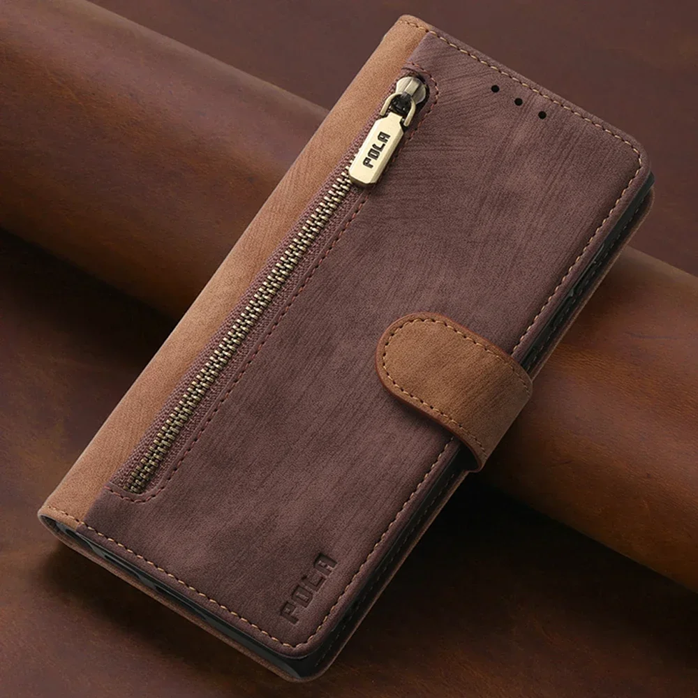 

Кожаный чехол-кошелек RFID на молнии для OPPO Realme C71 2025, роскошный чехол для Realme C75 C71 C67 C65 C63 C61 C55 C53 C51, откидная крышка