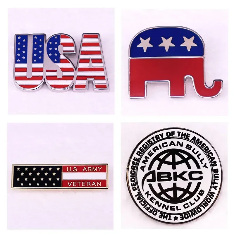 العلم الأمريكي رسائل الفيل شعار دبابيس شارة مينا معدنية نجمة متلألئة راية التلبيب بروش دبوس إعطاء الأصدقاء والمشجعين الهدايا