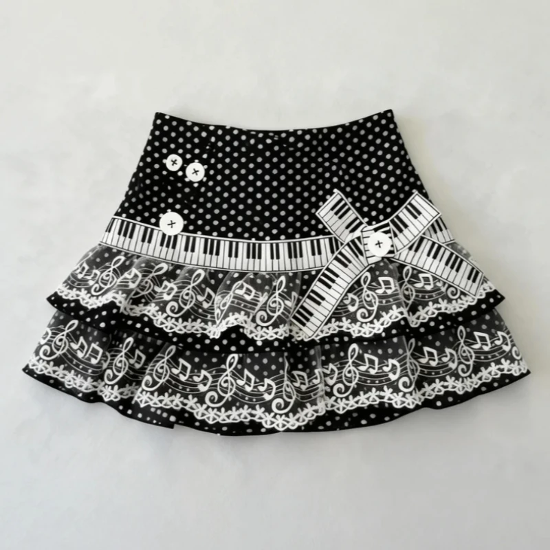 Jupe de Piano Vintage Y2k pour filles, jupe courte esthétique en dentelle brodée à pois, jupe Sexy Kawaii pour femmes, mode 2026