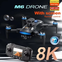 New M6 Drone 8K HD Dual-Camera 5G WIFI FPV Brushless Motor Obstacle Avoidance With Screen Remote Control Four-Axis RC Drone