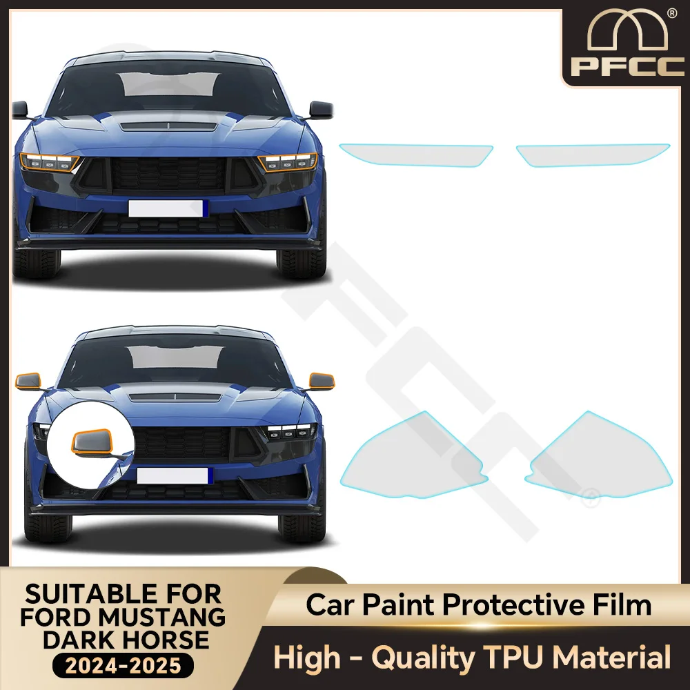 

PPF Headlight Film for Ford Mustang Dark Horse 2024 2025 Car Paint Protection Film Rearview Pre Cut TPU Clear Film Sticker Decor