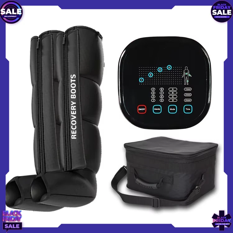 Plug Leg Massager Air Compression 4 Chamber 8 Pressure Levels Timing Musical Functions ABS+TPU Material No Battery Required