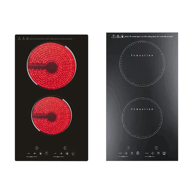 المطبخ 2 حلقات طباخ السيراميك التعريفي كوكتوب مزدوج طباخ كهربائي الفرن التدفئة طباخ موقد كهربائي لوحة الطبخ العمودية