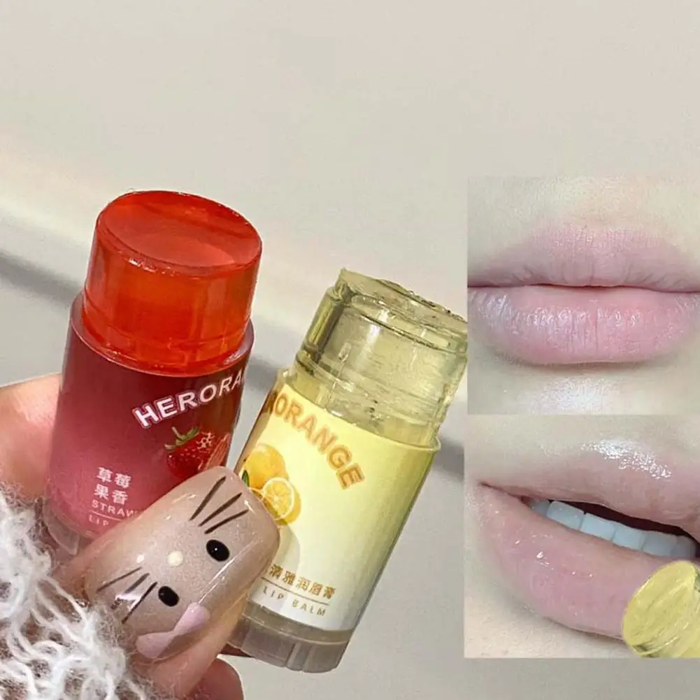 Moisturizing Transparent Fruit Lip Balm Anti-Dry Anti Crack Lipstick Fade Fine Lines Hydrating Colored Lip Care Jelly Gel