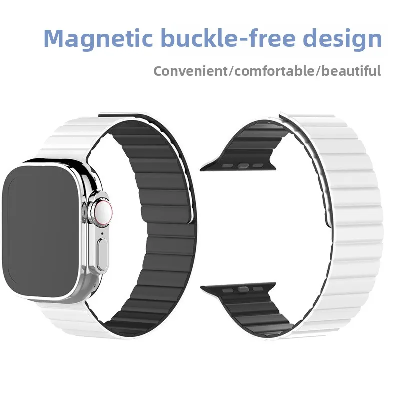 Двухцветный УФ-магнитный силиконовый ремешок, умные спортивные часы, браслет, браслет, магнитный ремешок для часов с петлей