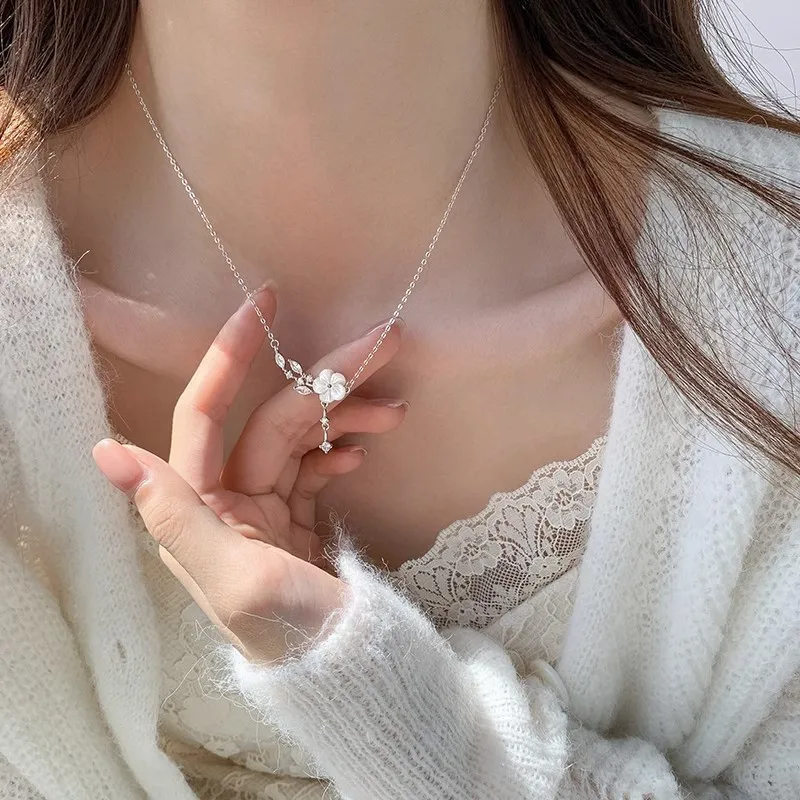 New 925 Sterling Silver Geometric Shape Necklace Personality Charm Woman Pendant Choker Wedding Gift Exquisite Jewelry