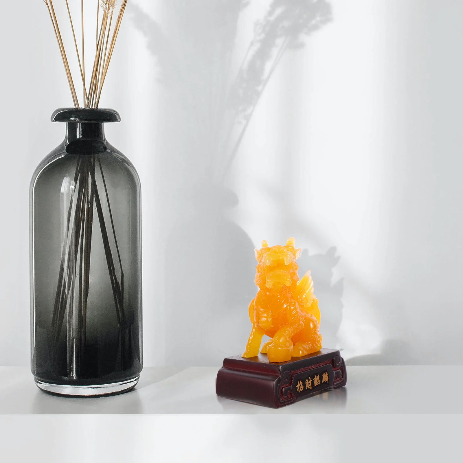 

Смола Kylin, украшения, фигурки, желтая мини-статуя, декор офисного стола, скульптура животных, подарки