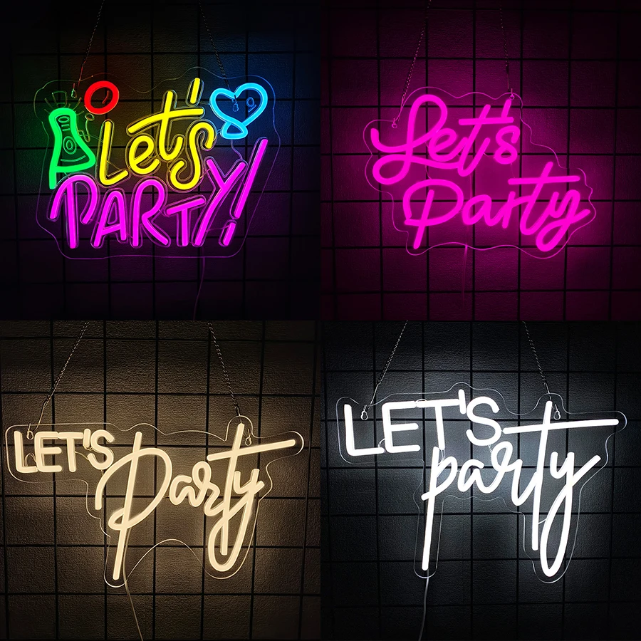 

Неоновая вывеска серии Let'S Party для декора стен, светодиодная неоновая подсветка для вечеринки в честь разограждения статуса, помолвки, дня рождения, гостиной