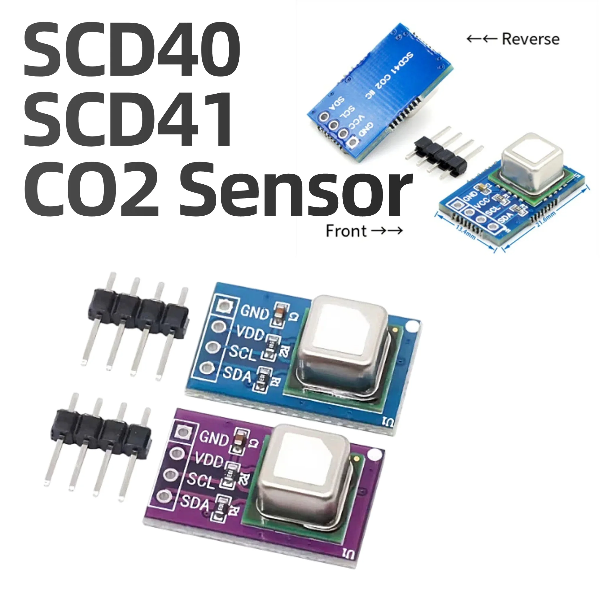 SCD40 SCD41 CO2 Carbon Dioxide Sensor Module Temperature Humidity 2‑in‑1 Detection I2C Communication Gas Sensor Board For Arduin
