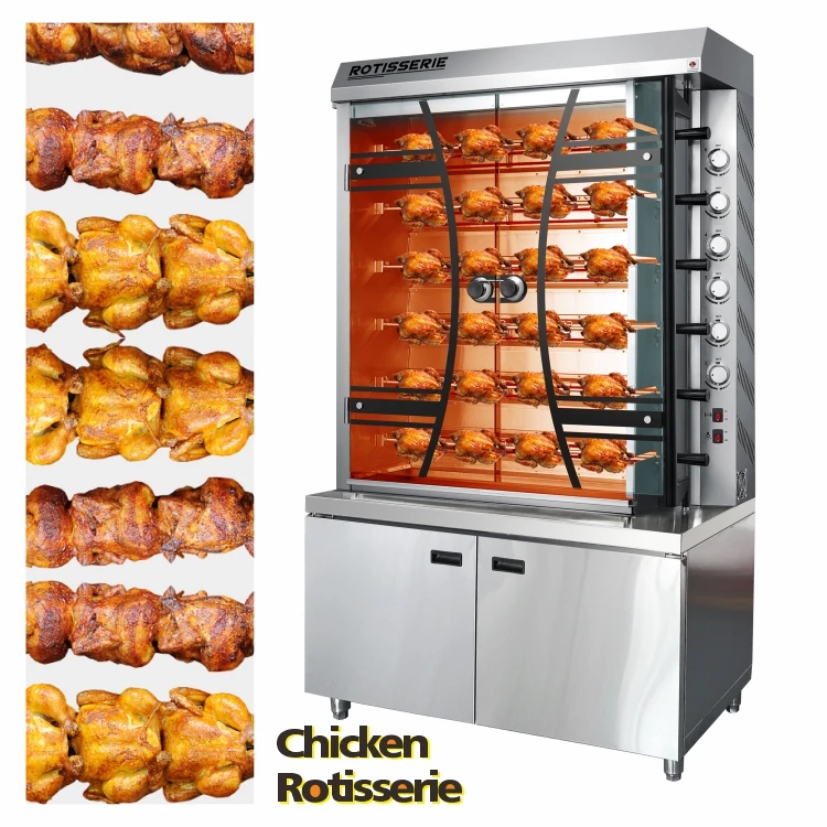 Restaurant Equipment Chicken Roaster 6 Rod Grill Chicken Rotisserie Oven Auto Rotating Temperature Control Roast Chicken Machine