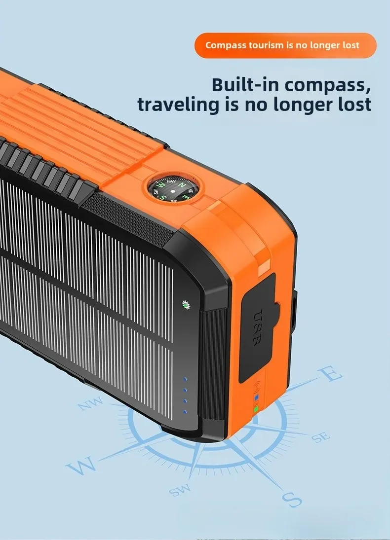 Hand-crank Solar Power Bank with Fast Charging Cable 22.5W Wireless Fast Charging Power Bank 40000mAh Ultra-fast Charging