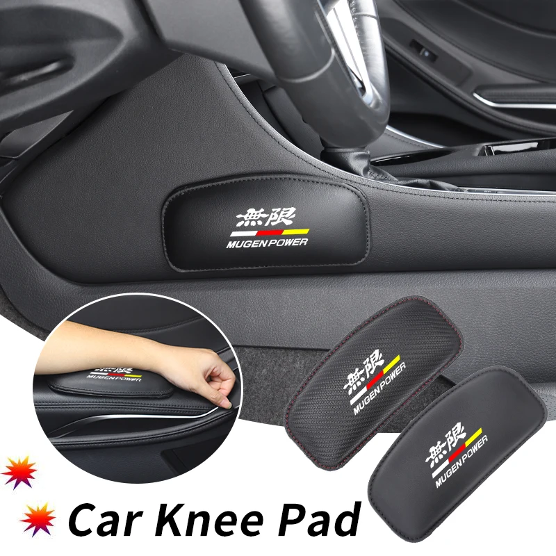 Curved leather knee pads For Honda Mugen Power Civic 5D Accord 8 CRV Hrv Fit Jazz Type R Vezel Stream Insight