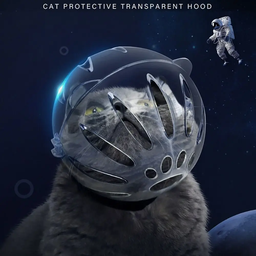 Máscara de bozal resistente, suministros de baño, capucha espacial, cubierta para cabeza de gato, casco protector antimordida para gatito