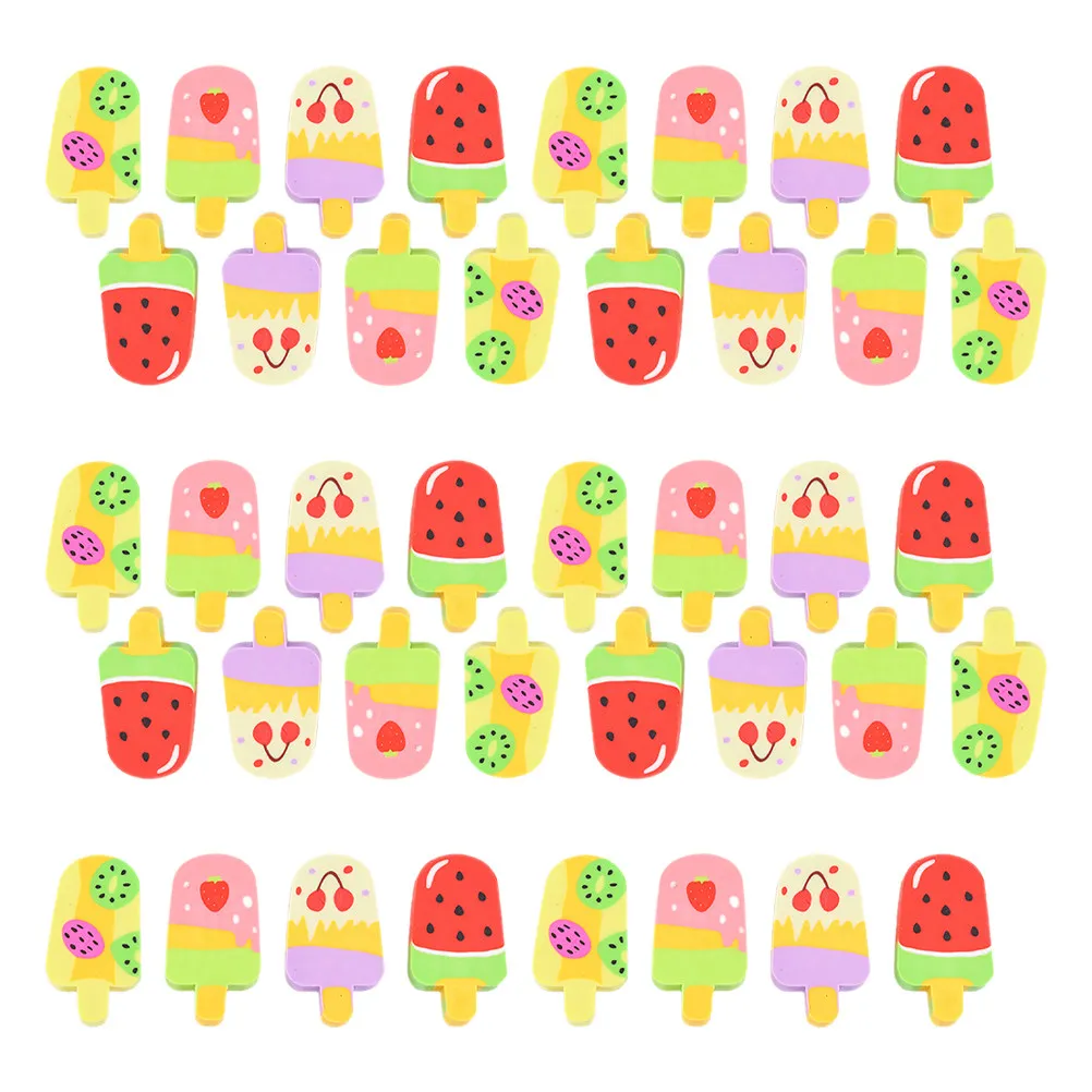 40個入りリアルなアイスクリーム消しゴム-かわいいフルーツ型ミニフード消しゴム-子供用-学校用品-教室のご褒美-新学期ギフト