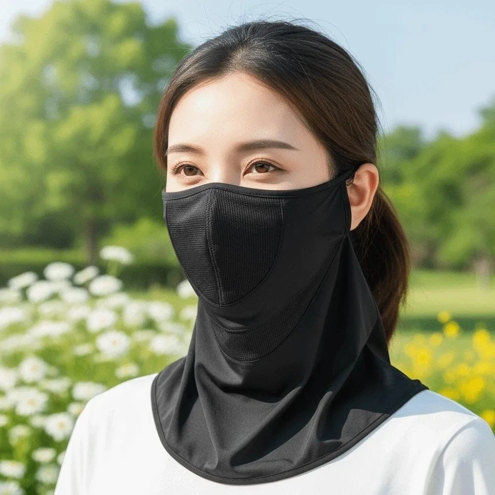 

Ice Silk Neck Sunscreen Mask Thin Elastic Face Sun Protection Solid Color Lightweight Breathable Sunshade Mask Women