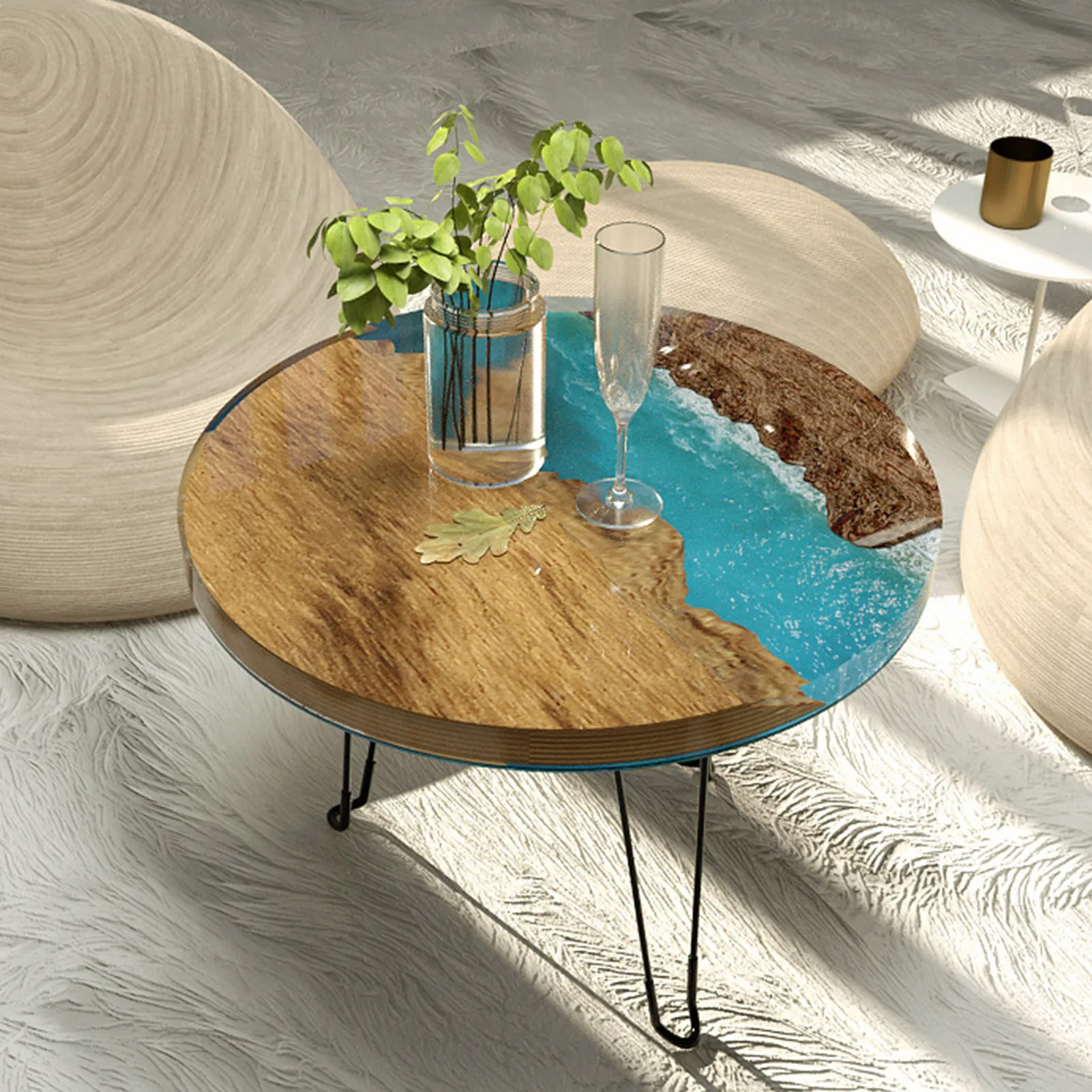 Moule Pieds Table Pliables 32cm Résine Époxy Rivière - Kit Fabrication Plateau Rond Bricolage DIY Grand Format