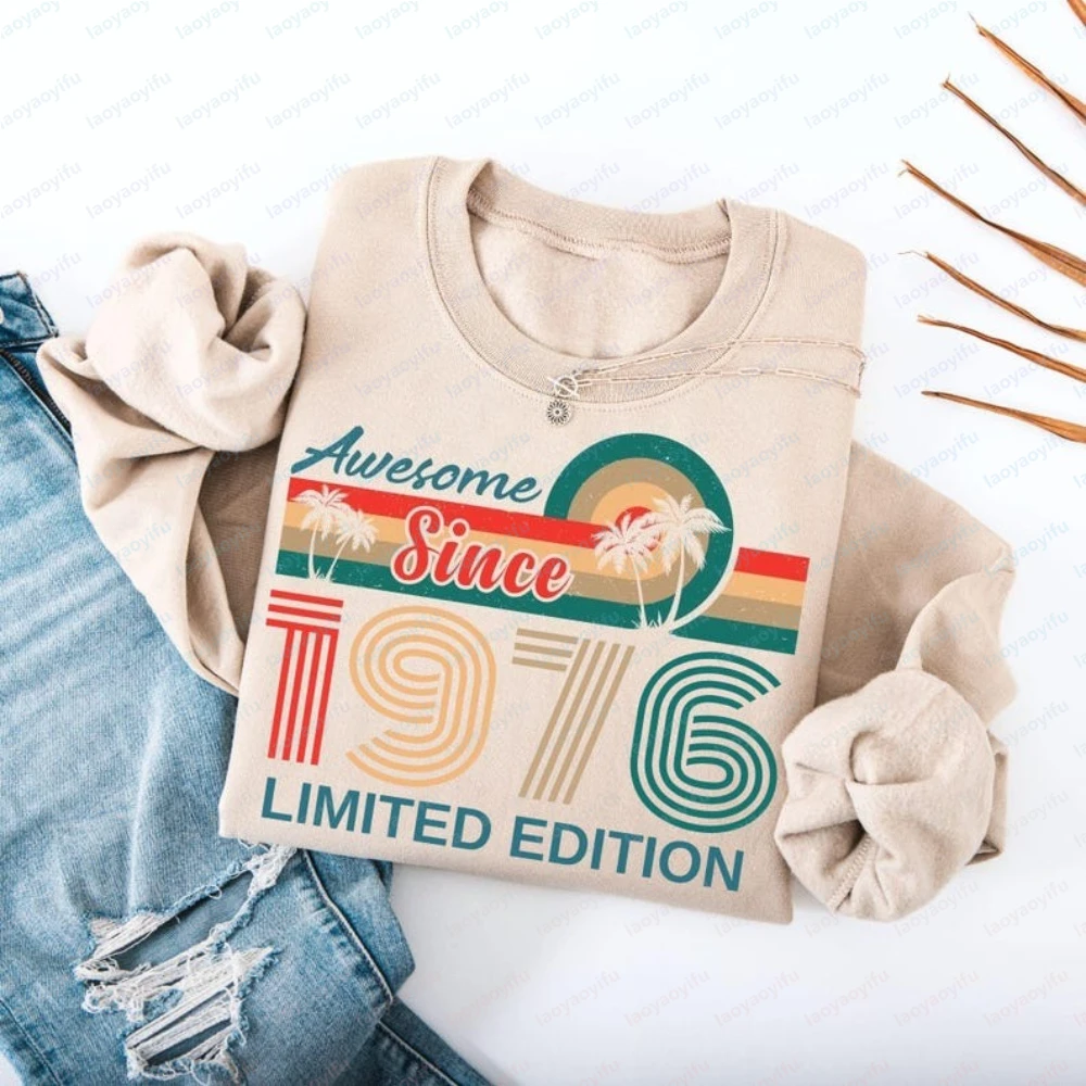 Custom 1976 Sweatshirt Personalized 50th1976 Birthday Sweatshirt Sweater 1976 Birthday Year Sweat for Women or Man Gothic Tops
