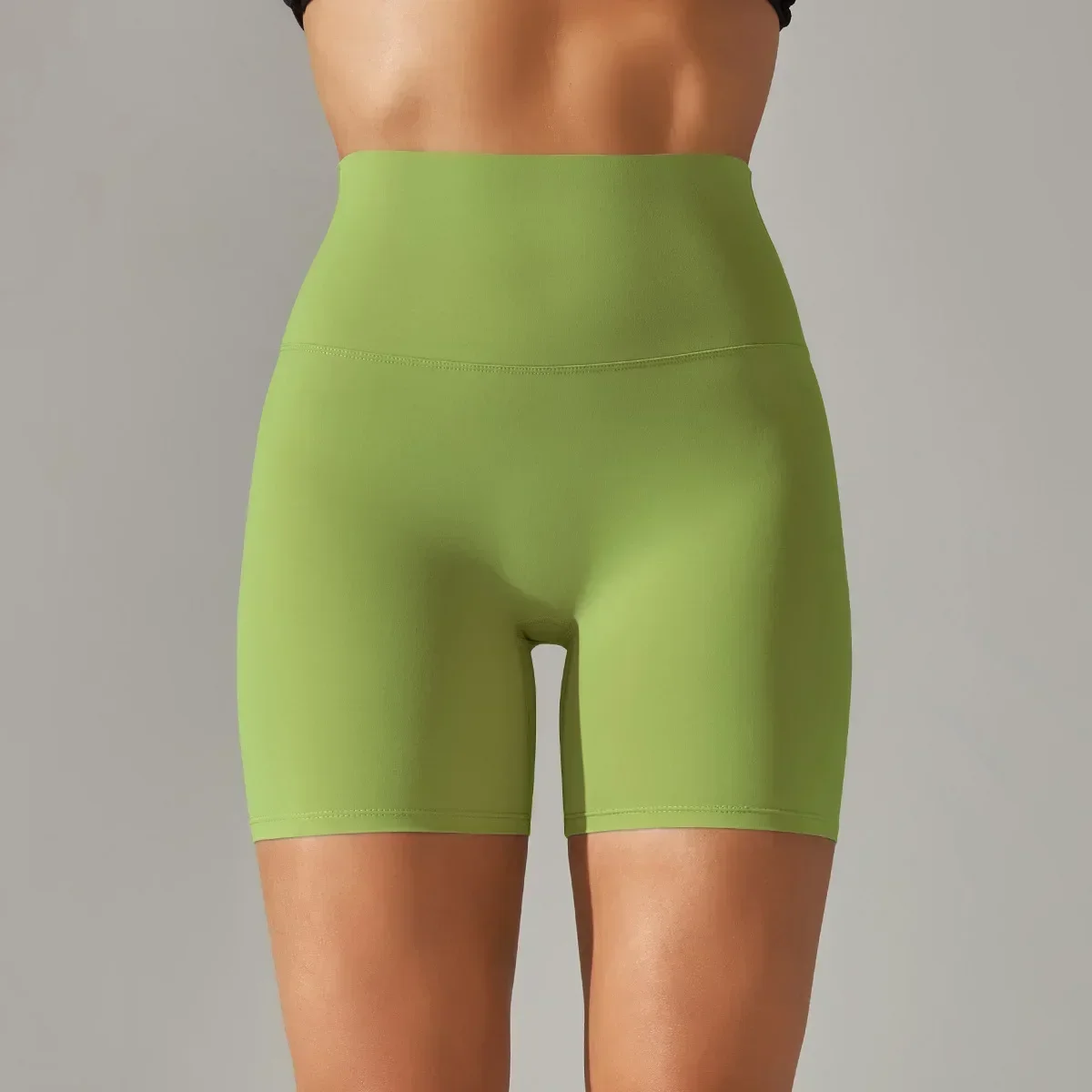 Nuevo estilo de pantalones cortos de Yoga para Fitness desnudos cepillados para mujer, pantalones de tres cuartos ajustados de cintura alta con cadera melocotón, correr ajustado