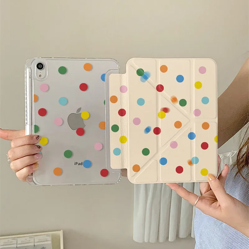Colorful Polka Dots Tablet Case For iPad Pro 11 12.9 13 8.3 M4 M5 9.7 10.2 5/6th 7/8/9 10/11th Mini 6 7 Air 3 4 5 6 Stand Cover