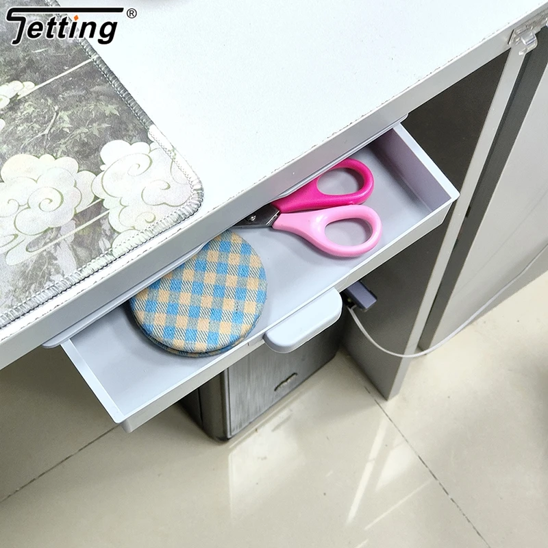 1Pc Self-Adhesive Under Desk Drawer Hidden Storage Box Makeup Organizer Self Stick School Stationery Case Pencil Tray Wholesale