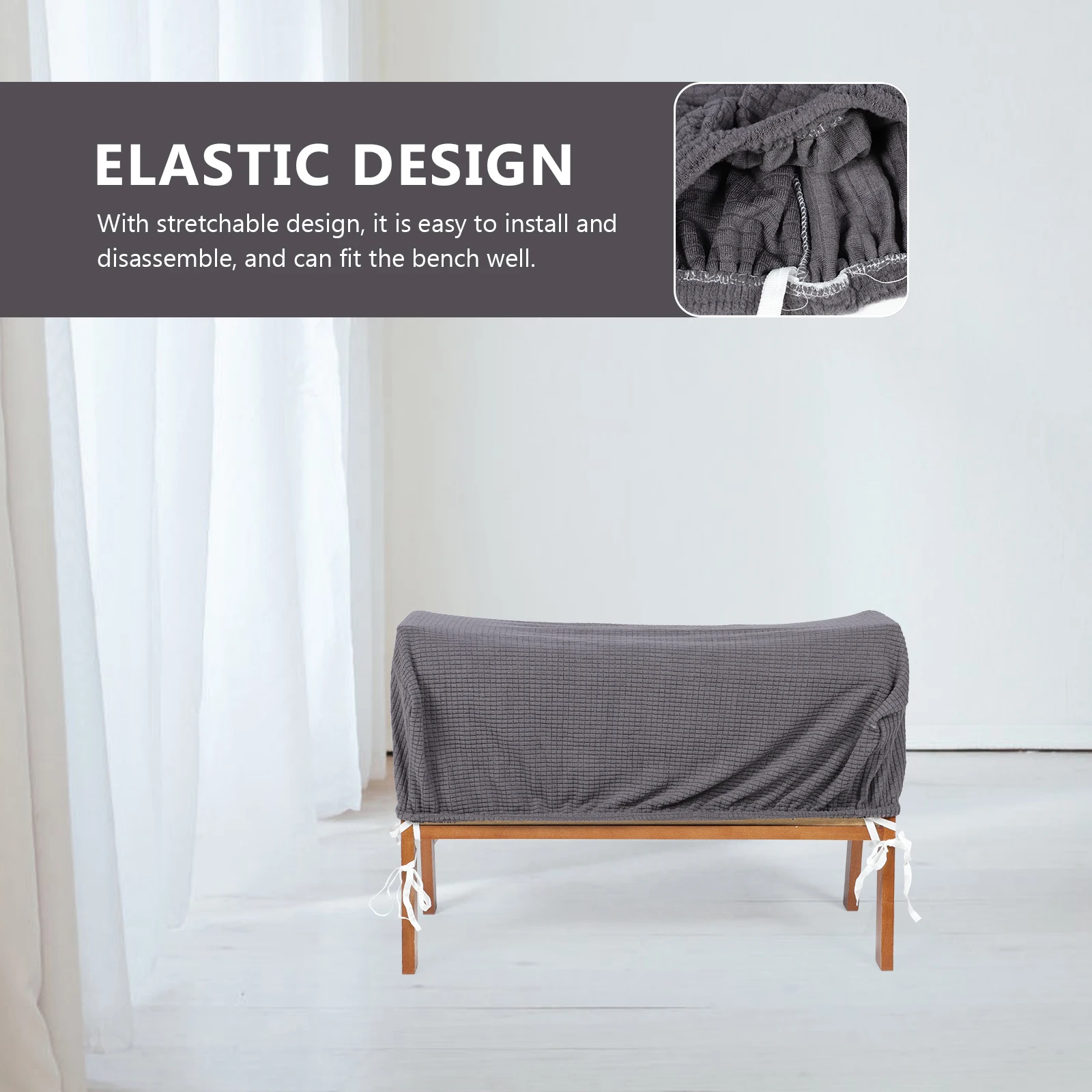 

Piano Stretchable Polyester Dining Bench Protector Chair Protective Cover For Home Office Hotel Use Stretch Bench Cover