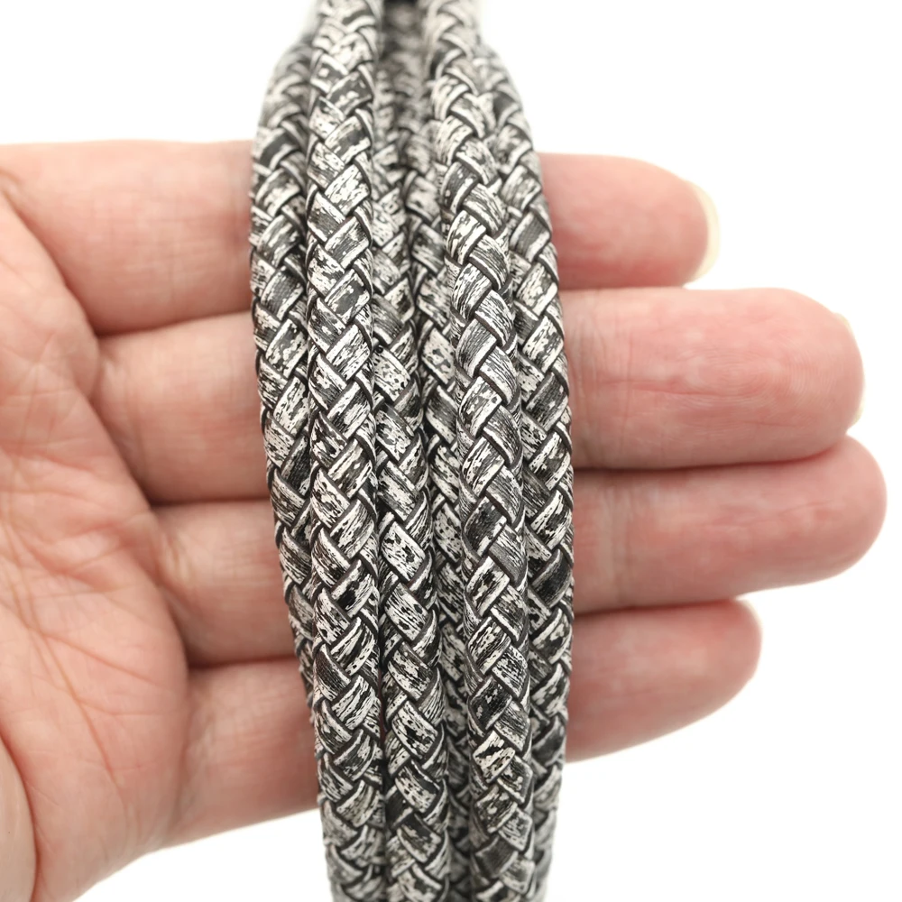 2 Meter 3/4/5/6mm Retro Runde Lederschnur Geflochtenes Echtleder-Armband Zubehör Seil DIY Halsketten- und Armbandherstellung – Detail 8