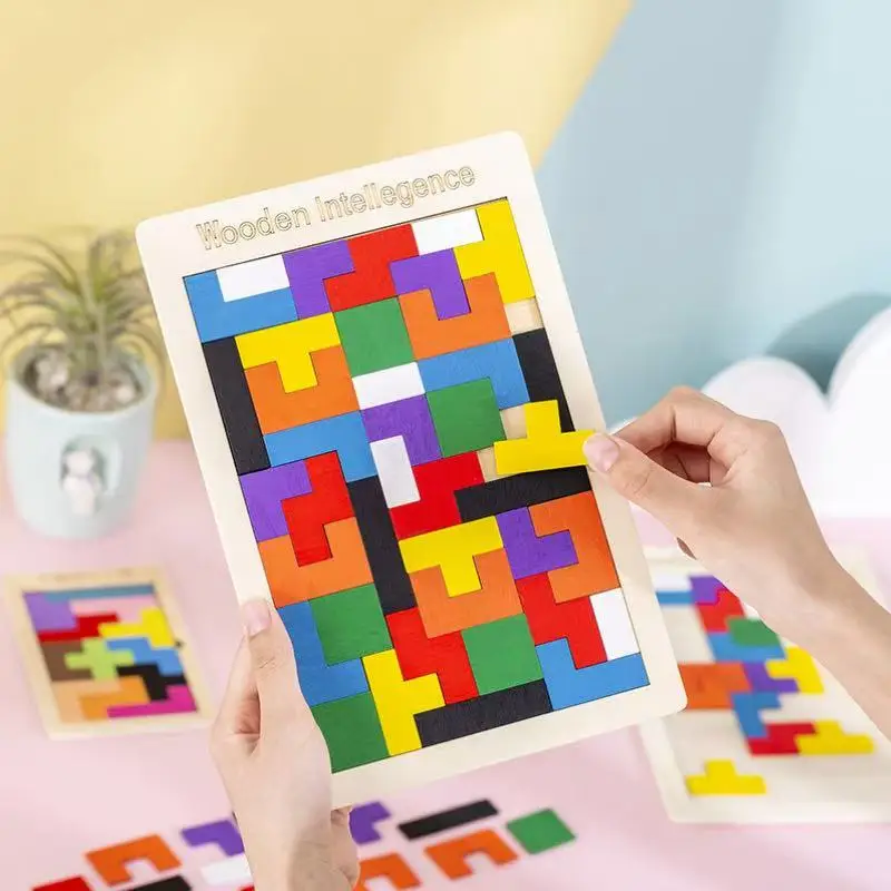 Quebra-cabeça de madeira para bebês, educação precoce, jogo divertido, crianças, pensando, lógica, brinquedo quadrado, presentes para crianças