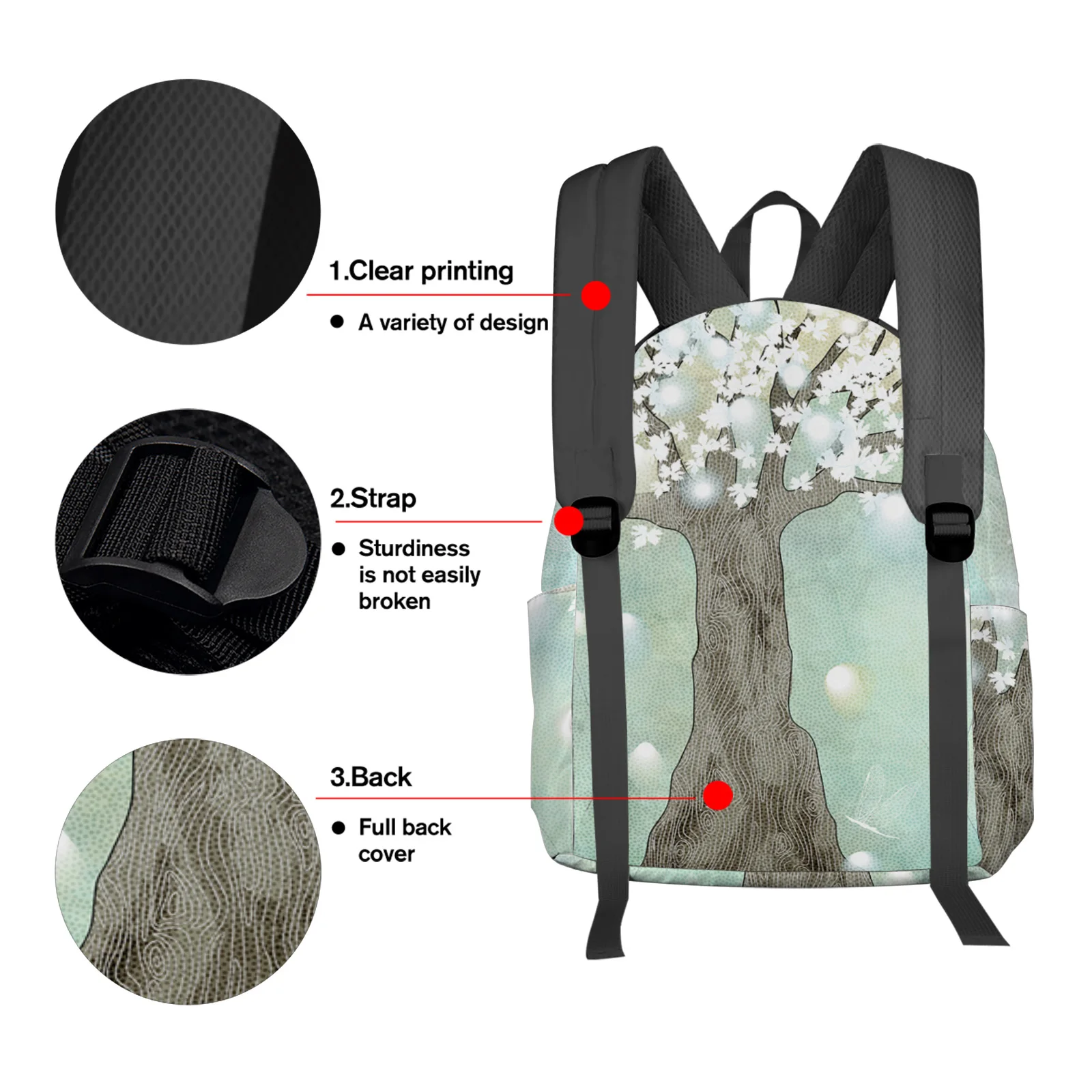 Plant Tree Flower Butterfly Backpack Teenagers Student School Bags Laptop Bag Women's Casual Travel Backpack