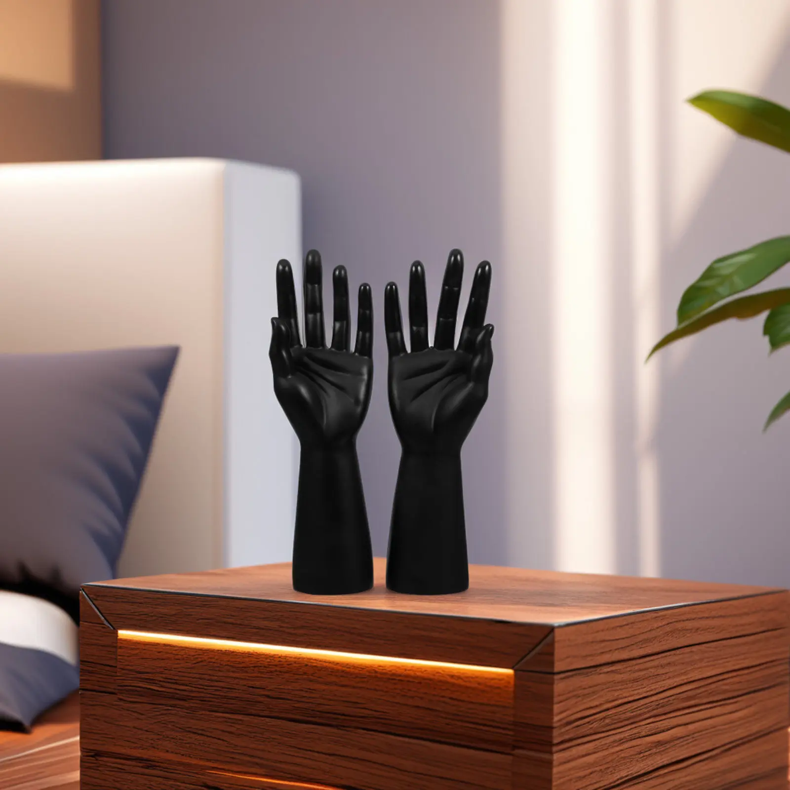 

2Pcs High-Fidelity Mannequin Hands Jewelry Display Stand Hand-Shaped Ring Holder for Boutique Store Exhibition Countertop