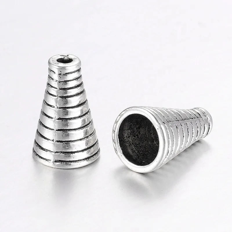 

100pcs Tibetan Style Cone Alloy Bead Caps Antique Silver for Making DIY Jewelry Earring Craft Gift Accessories