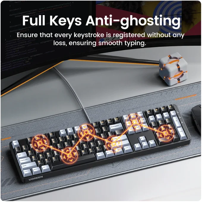 UGREEN キーボード メカニカル有線ゲーミングキーボード デスクトップラップトップ用 108 PBT キーキャップ