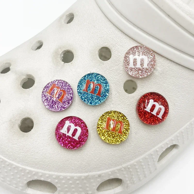 Single Sale Shiny Chocolate Beans Shoe Charms Sandals Accessories Shoes Buckle Decorations Clogs Pins Badges Kid Gift