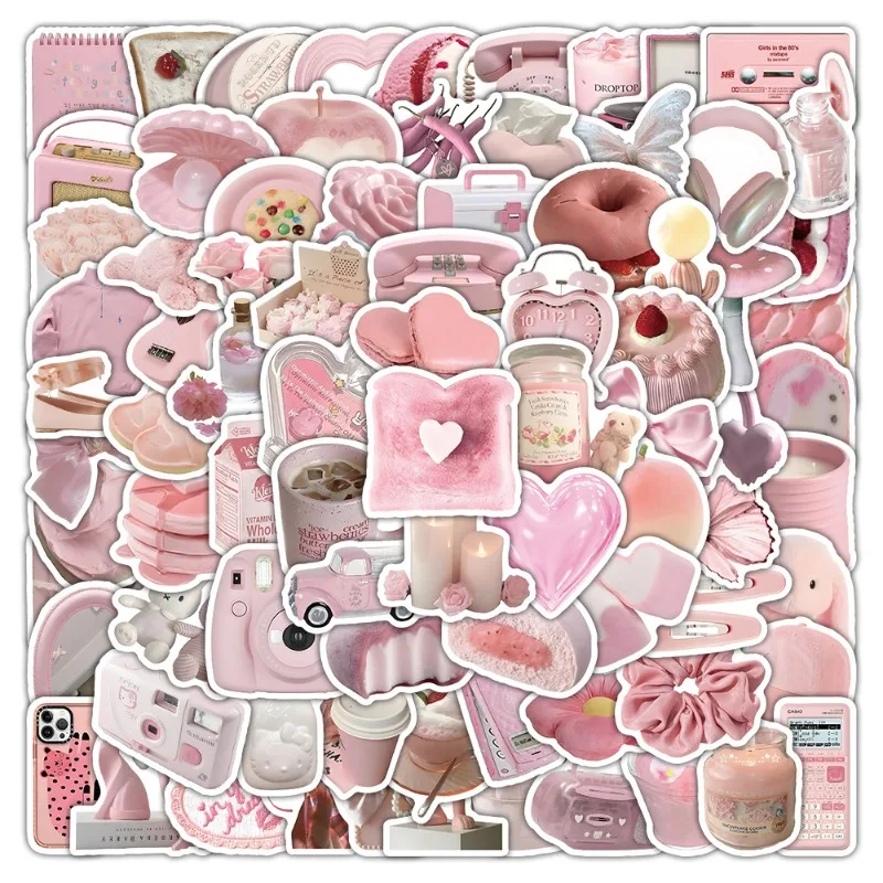 100 Stück Cartoon süße rosa kreative Persönlichkeit Doodle dekorative Aufkleber