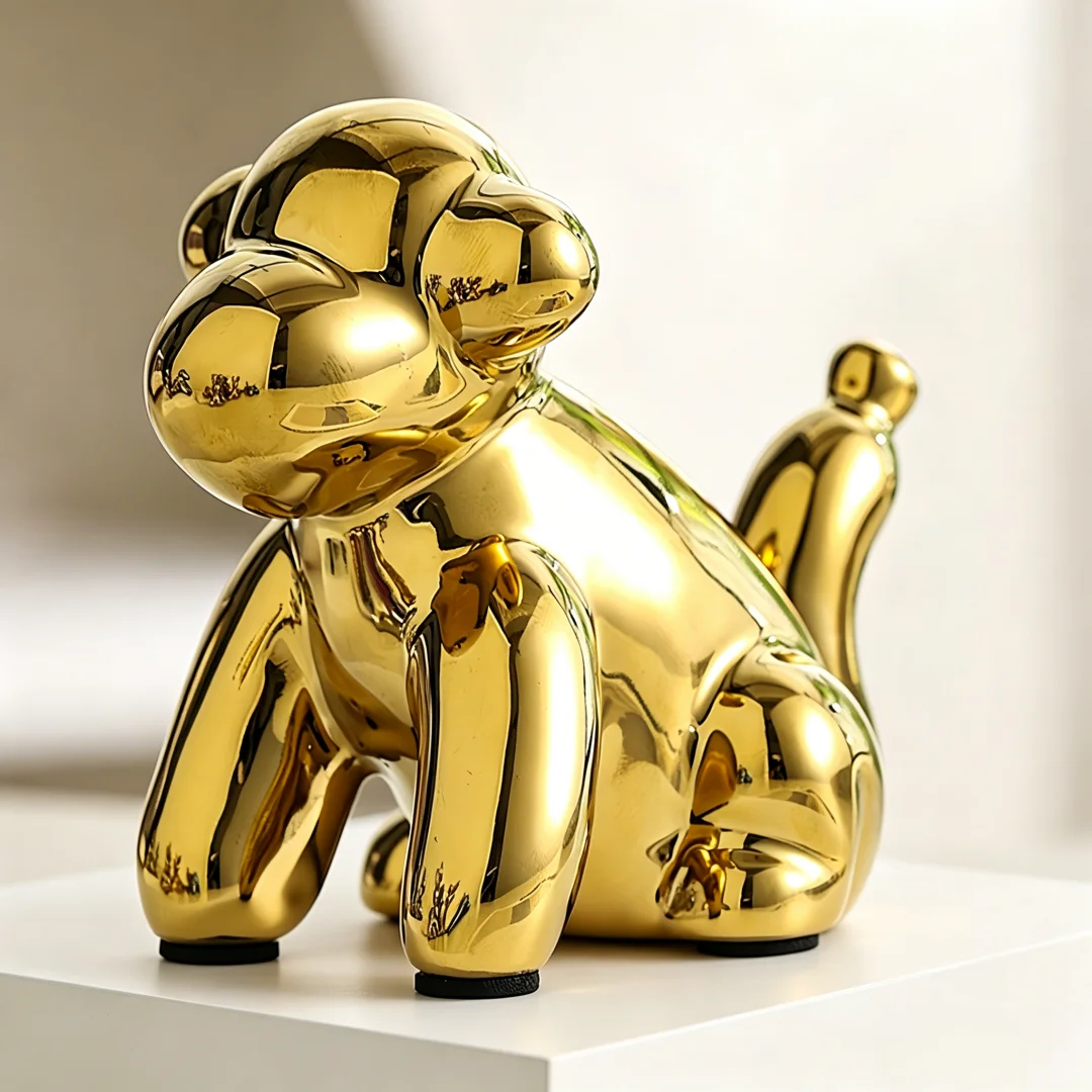 Shiny Electroplated Ceramic Mini Rabbit Figurines Set of 3 - Cute Balloon Bunny Decor, Desk Ornament, Gift for wedding