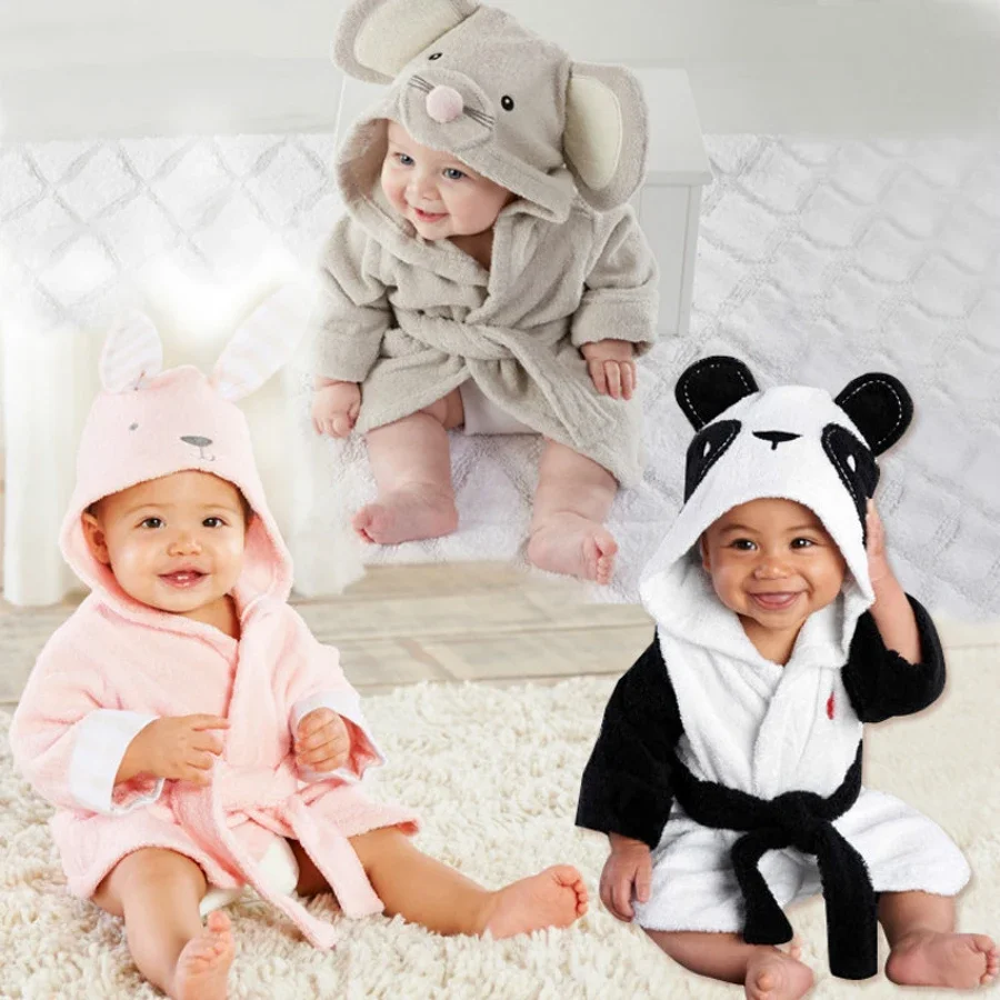 New Baby Bathrobe towel Children\'s Clothing Boys Girls Soft Velvet Robes Pajamas Coral newborn Clothes kids Bathrobes pink grey