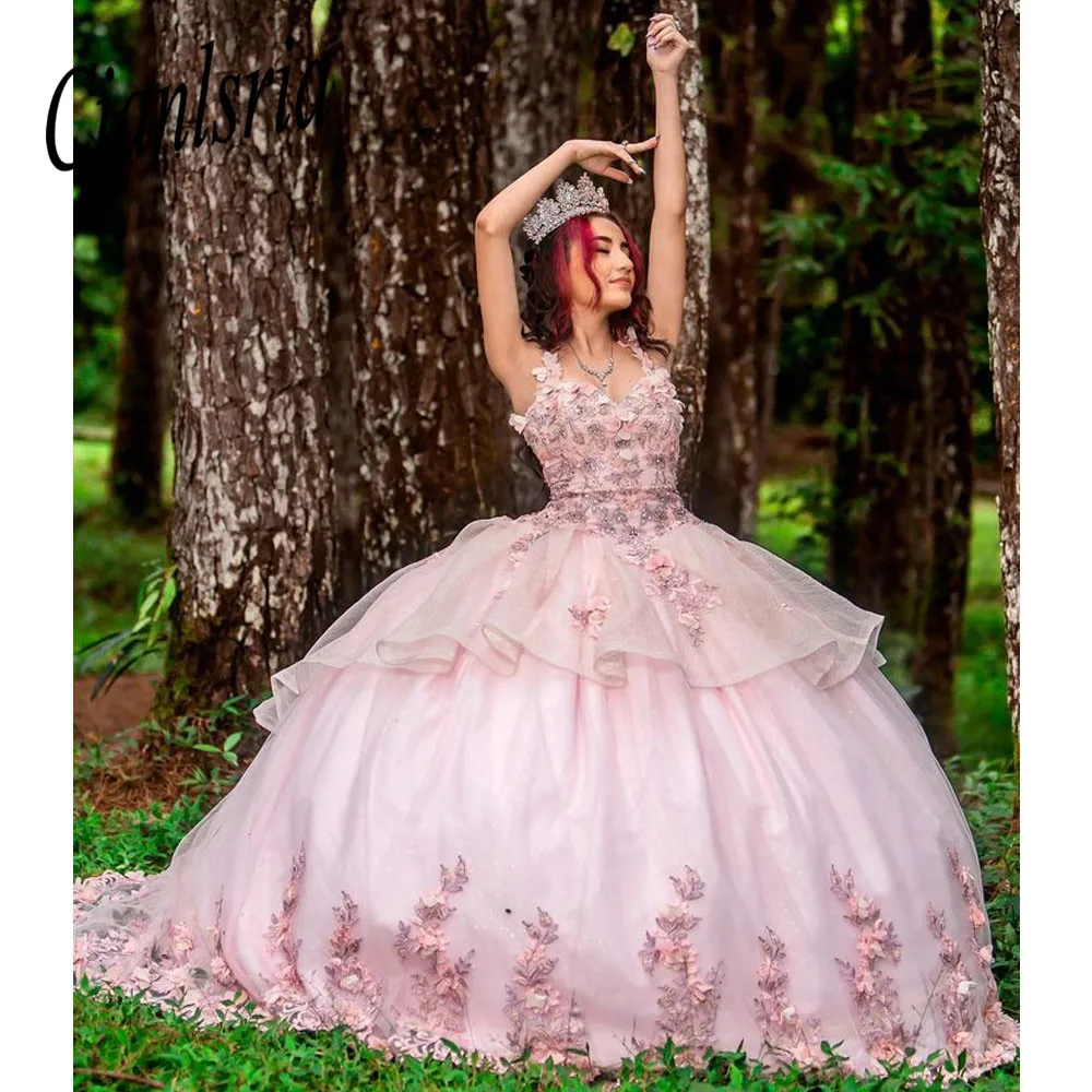 Pink Princess Quinceanera Dresses 2022 Formal Luxury Party Beading Lace Appliques Sweet 15 Dress Graduation Ball Gwon Prom Gowns