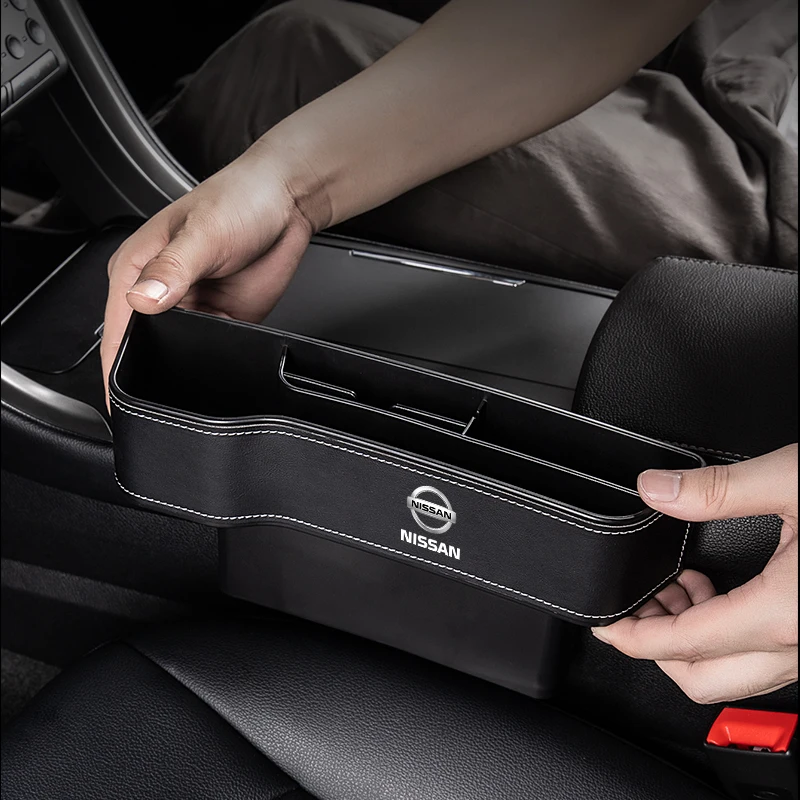 PU Leather Car Seat Gap Box Interior Seat Side Organizer For Nissan Qashqai J11 J10 X-trail T32 Juke Altima Sentra Micra Leaf