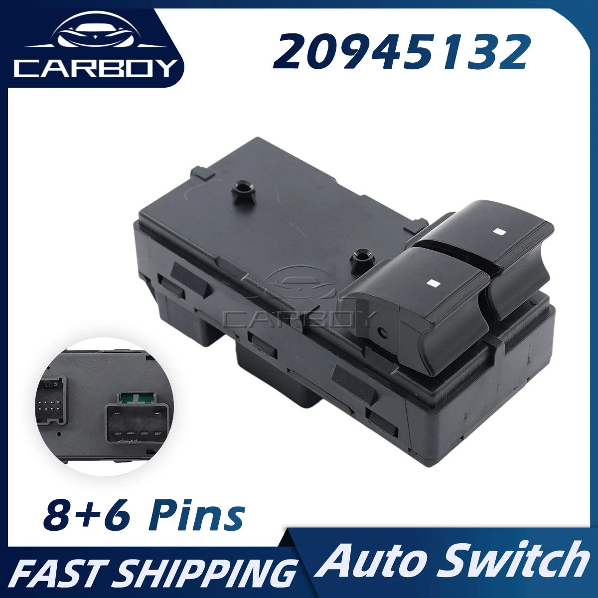 

20945132 Car Power Window Switch For Chevrolet Traverse Silverado GMC Sierra 1500 2500 3500 2006-2014 8+6 Pins 2 Buttons