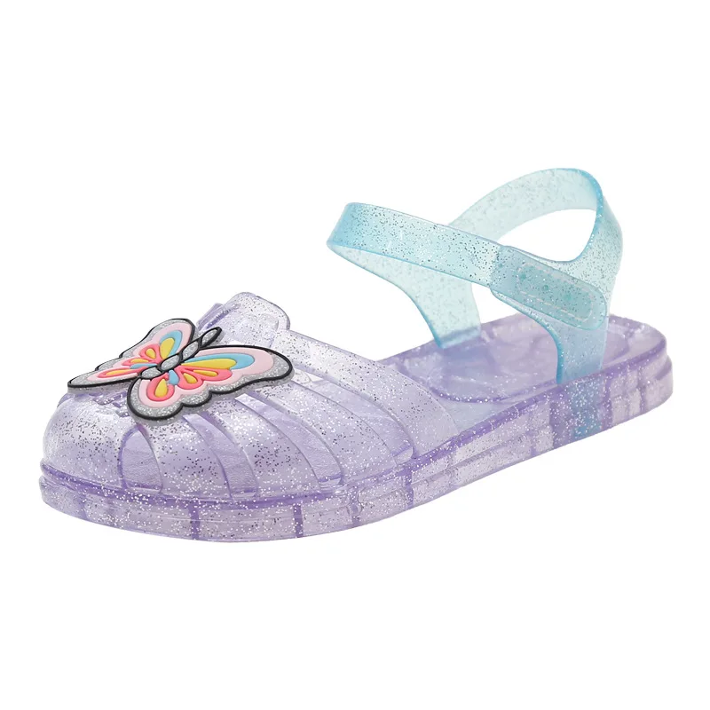 Children Sandals Cute Cartoon Shaped Jelly Girl Casual Shoes Anti-Slippery Breathable Kid Princess Outdoor Beach Wading Slippers