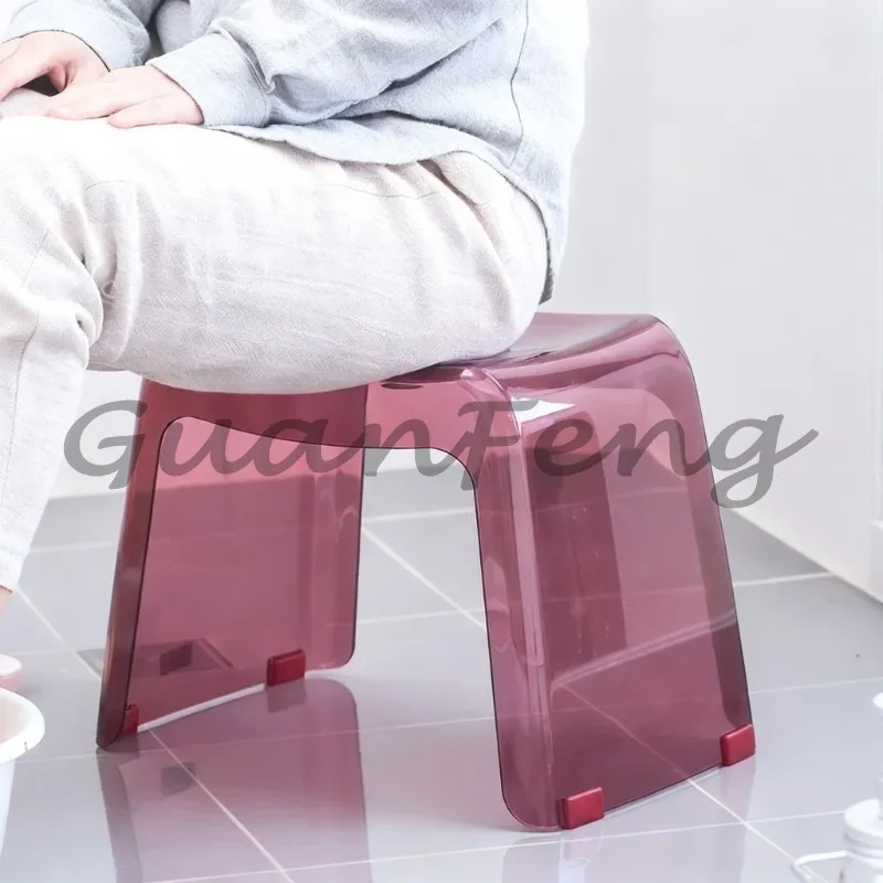 Transparent, Plastic Bathroom Shower Stool, Multifunctional Household Stool Suitable for The Elderly To Shower, Bathe  Shoes
