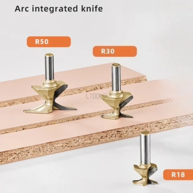 12.7mm Shank Arc Bending Integrated Knife Wood Board Bending Router Bit R18/R30/R50 Wood Door Wall Cabinet Curve Milling Cutter